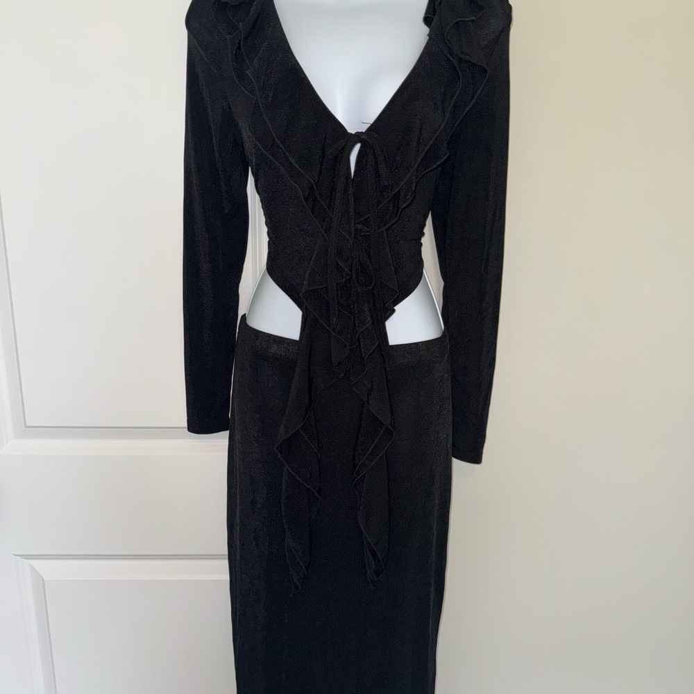 Black Ruffled Two Piece
